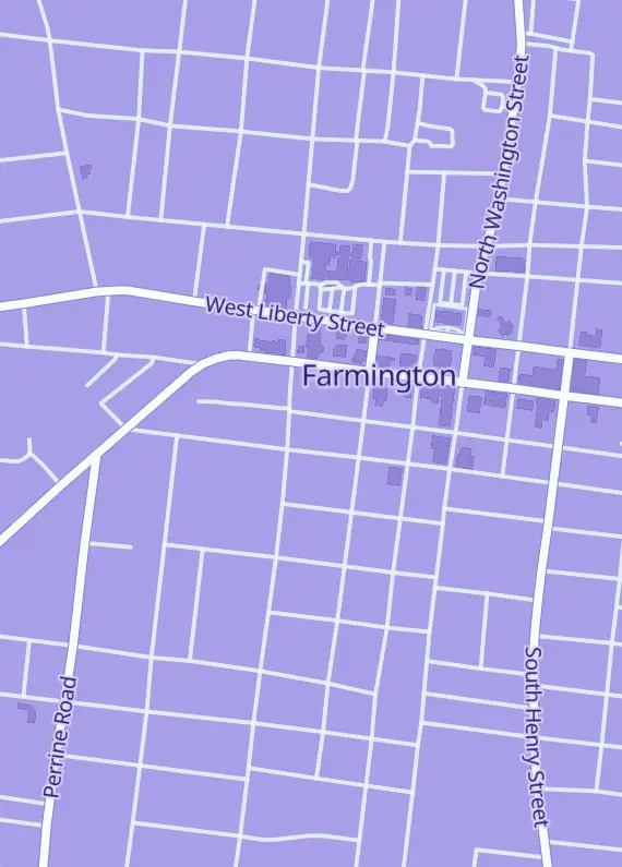 Street map around Aesops Treasury, 200 W 1st St, Farmington, MO