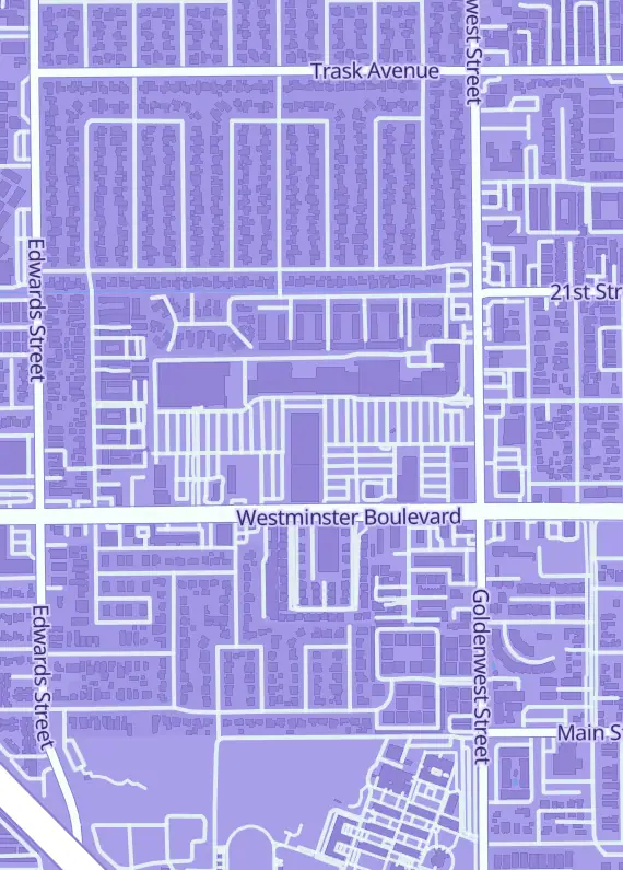 Street map around Amazing Comics & Cards, 6735 Westminster Blvd Ste E, Westminster, CA