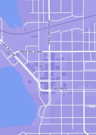 Street map around Analog Games, Fairmont