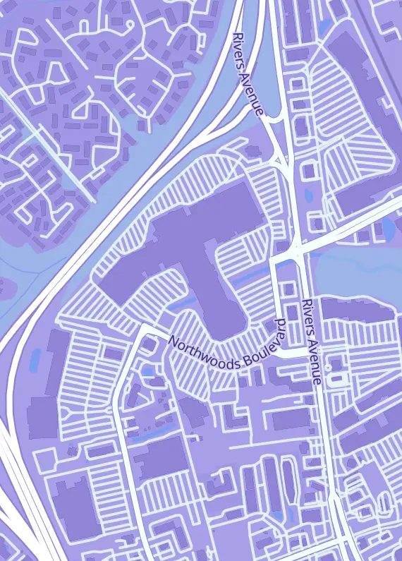 Street map around Animal House Cards, 2150 Northwoods Blvd Ste K812, North Charleston, SC