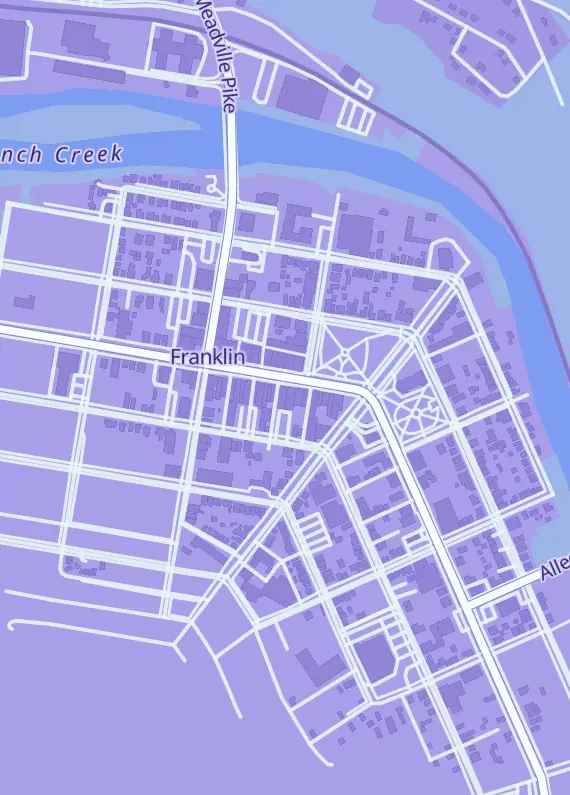 Street map around Arcane Loft Games, 1243 Liberty St, Franklin, PA