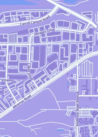 Street map around At Ease Games, San Diego