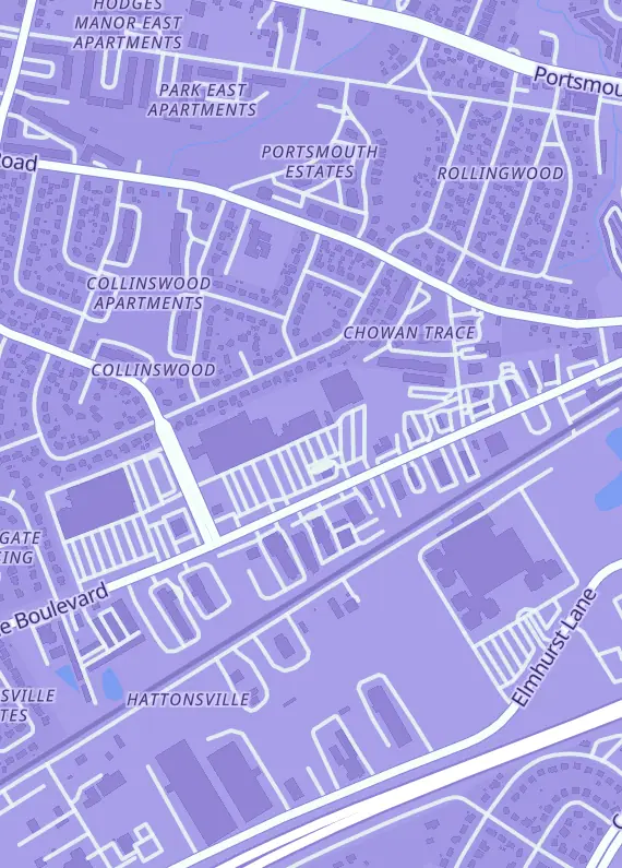 Street map around Atlantis Games & Comics, 2858 Airline Blvd, Portsmouth, VA