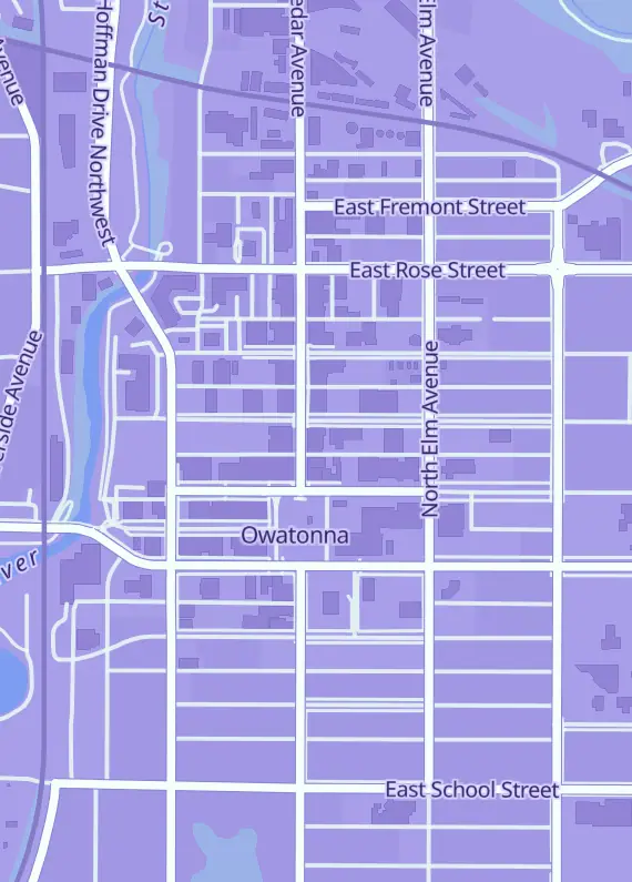 Street map around Atlantis Hobby Owatonna, 117 N Cedar Ave, Owatonna, MN