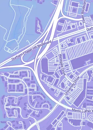 Street map around Atomic Empire, Durham
