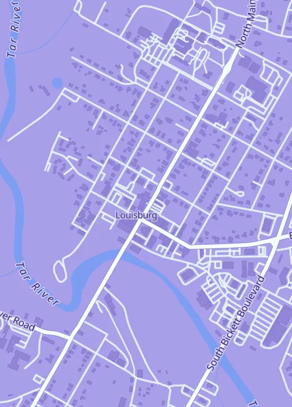 Street map around Backwoods Wizards, 113 N Main St, Louisburg, NC