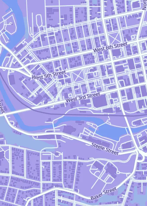 Street map around Ballgame Heroes, 512 W 3rd St Ste 1A, Jamestown, NY