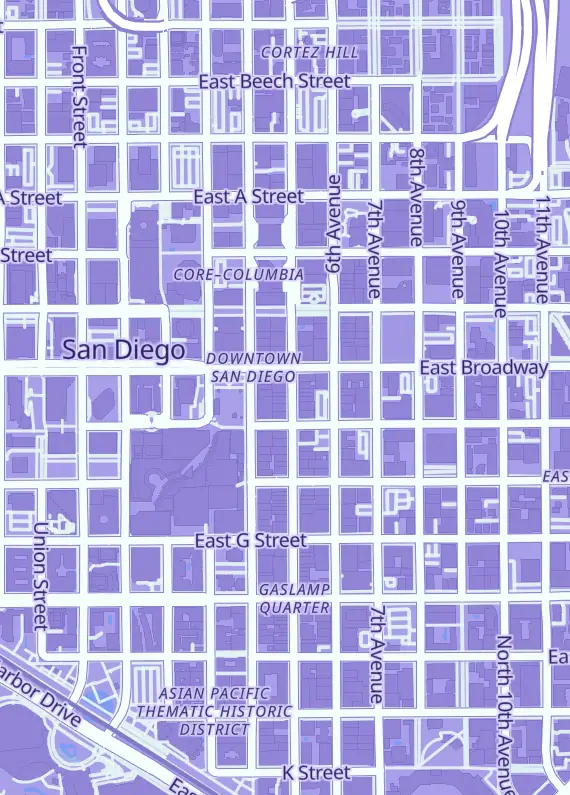 Street map around Bards and Cards, 936 Fifth Ave, San Diego, CA