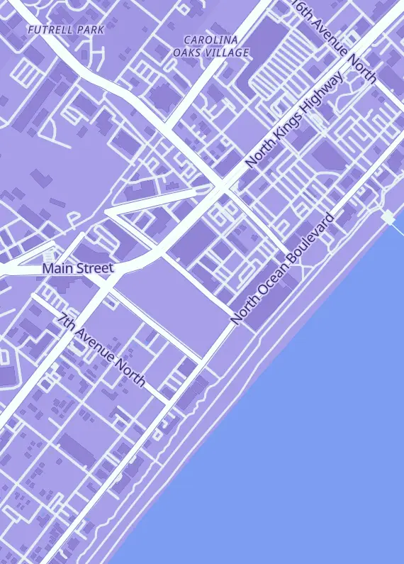 Street map around Beach Bomb Sports, 312 9th Ave N, Myrtle Beach, SC