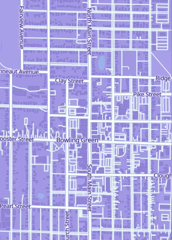 Street map around Black Swamp Games, 175 N Main St, Bowling Green, OH