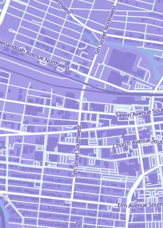 Street map around Blade Gaming, Roanoke
