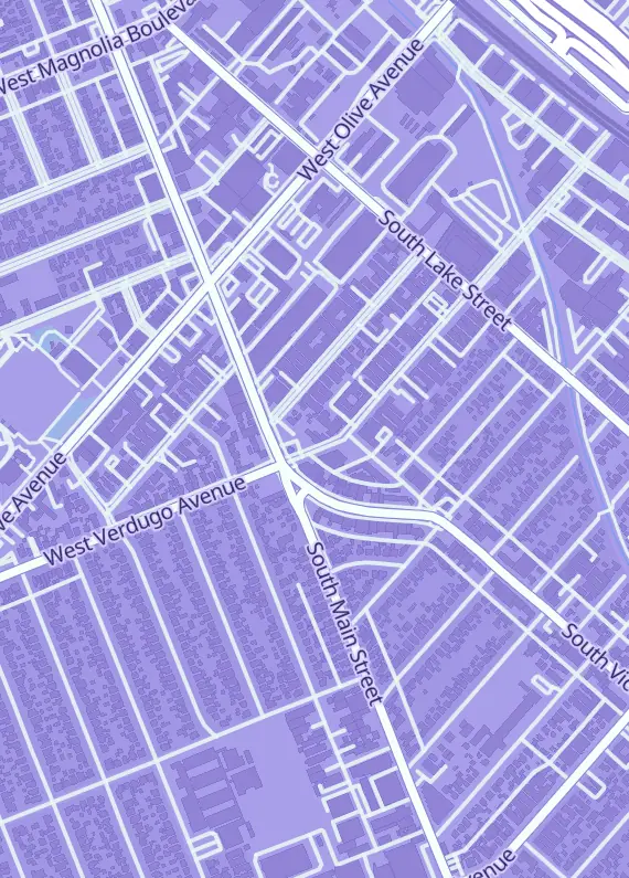 Street map around Blaq Cards, 315 W Verdugo Ave Unit c, Burbank, CA