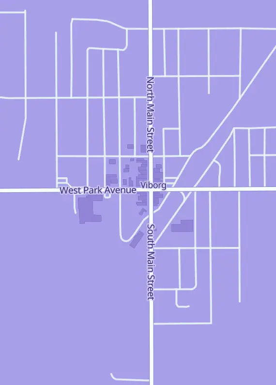 Street map around Blazing Dealz, 101 W Park Ave, Viborg, SD