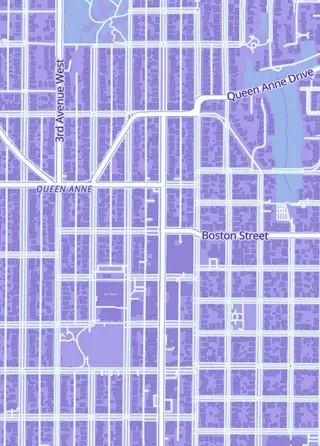 Street map around Blue Highway Games, Seattle