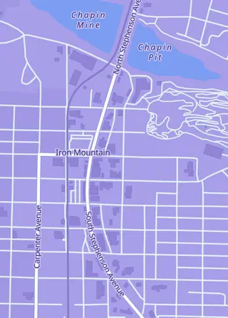 Street map around Bored Bard Games, Iron Mountain