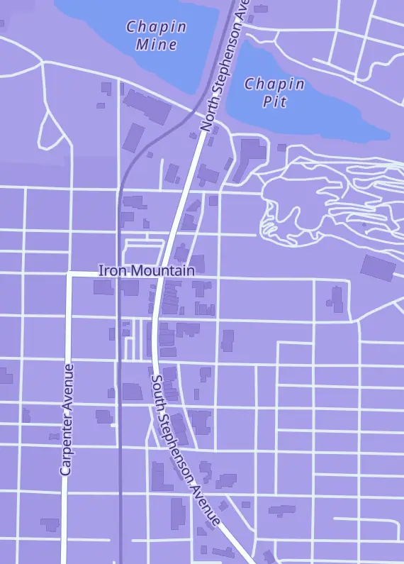 Street map around Bored Bard Games, 217 E Ludington St, Iron Mountain, MI