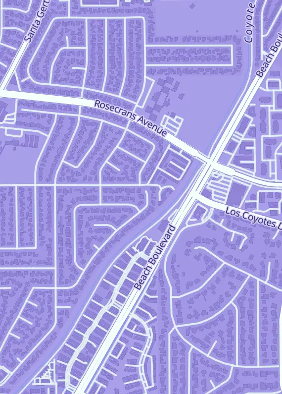 Street map around Boss Cards LLC, 19649 San Jose Ave, La Mirada, CA