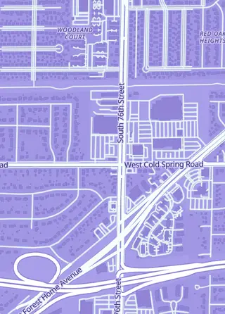Street map around Brew Town Trading Co., Greenfield