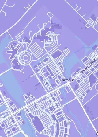 Street map around BrickHouse Collectibles, Farragut