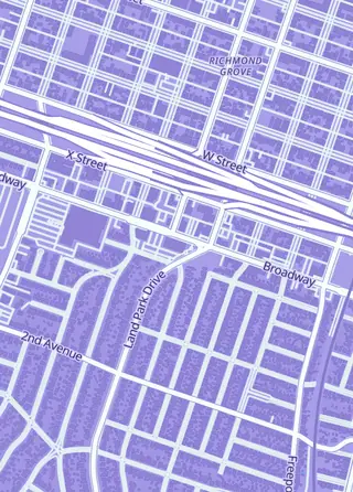 Street map around Broadway Comics & Cards, Sacramento
