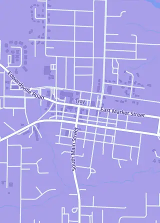 Street map around Broken TCG, Troy