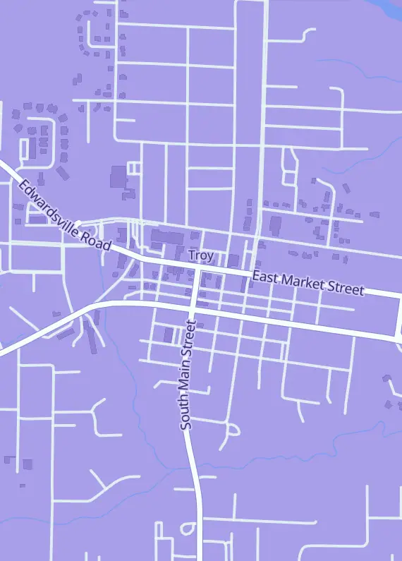 Street map around Broken TCG, 104 S Main St, Troy, IL