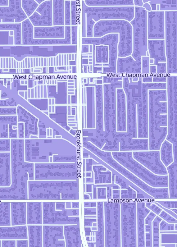 Street map around Brookhurst Hobbies, 12188 Brookhurst St, Garden Grove, CA