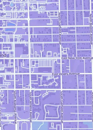Street map around Bsp Games, Deland