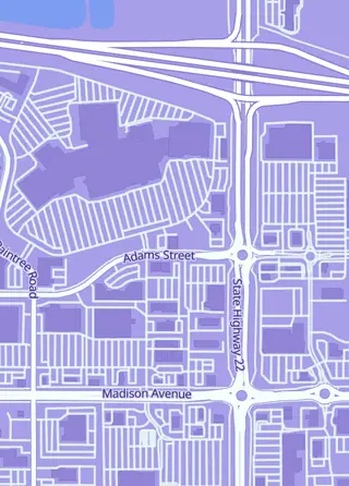 Street map around Bunk's Card Corner, Mankato