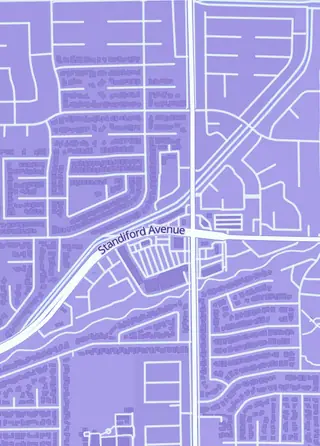 Street map around CakeHoarder Games, Modesto