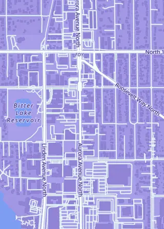 Street map around Card Exchange, Seattle