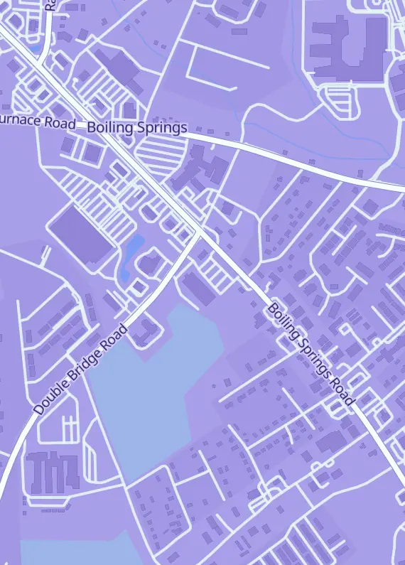 Street map around Card Universe, 3565 Boiling Springs Rd, Boiling Springs, SC