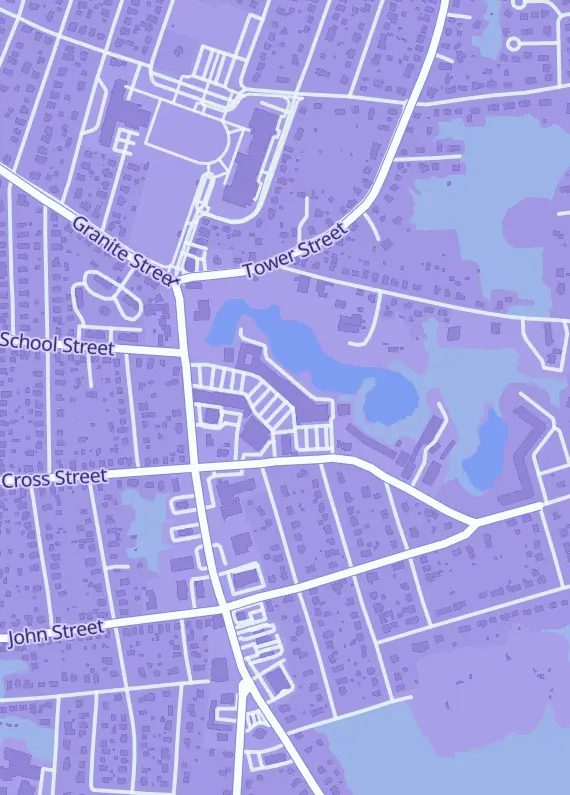 Street map around Cardboard Chaos Games, 114 Granite St #15a, Westerly, RI