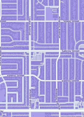 Street map around Cardboard Legends, Van Nuys