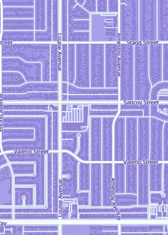 Street map around Cardboard Legends, 17218 Saticoy St, Van Nuys, CA