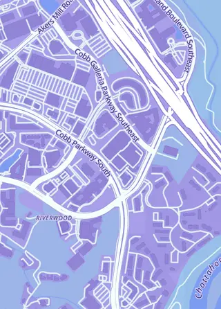 Street map around CardsHQ, Atlanta