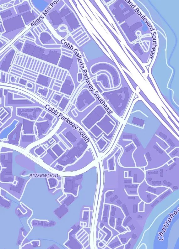 Street map around CardsHQ, 3101 Cobb Pkwy SE Suite 100, Atlanta, GA