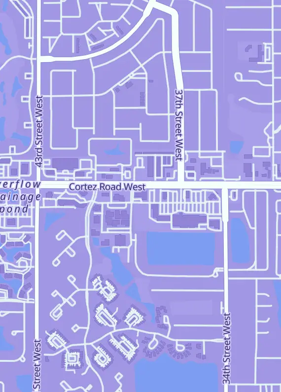 Street map around Cardvark Games, 3637 Cortez Rd W, Bradenton, FL