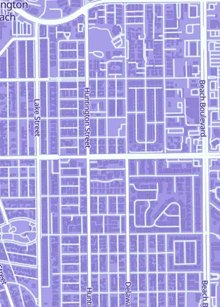 Street map around CCA Universe, Huntington Beach