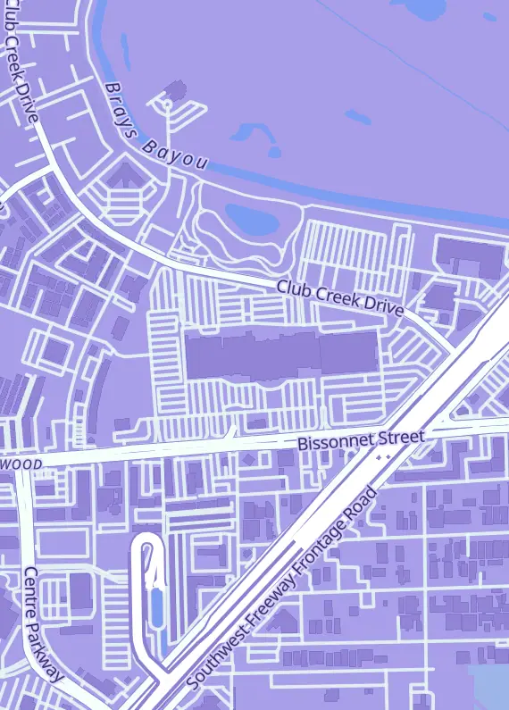 Street map around CCS Houston TX, 9700 Bissonnet St, Houston, TX