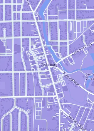 Street map around Cedarburg Toy Company, Cedarburg