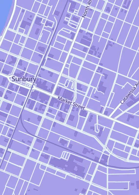 Street map around Celestial Water Games, 448 Market St, Sunbury, PA