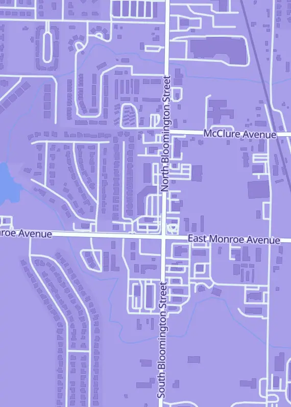 Street map around Chaos Games, 106 N Bloomington St P, Lowell, AR