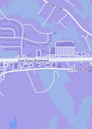 Street map around Checkpoint Games, Shelby
