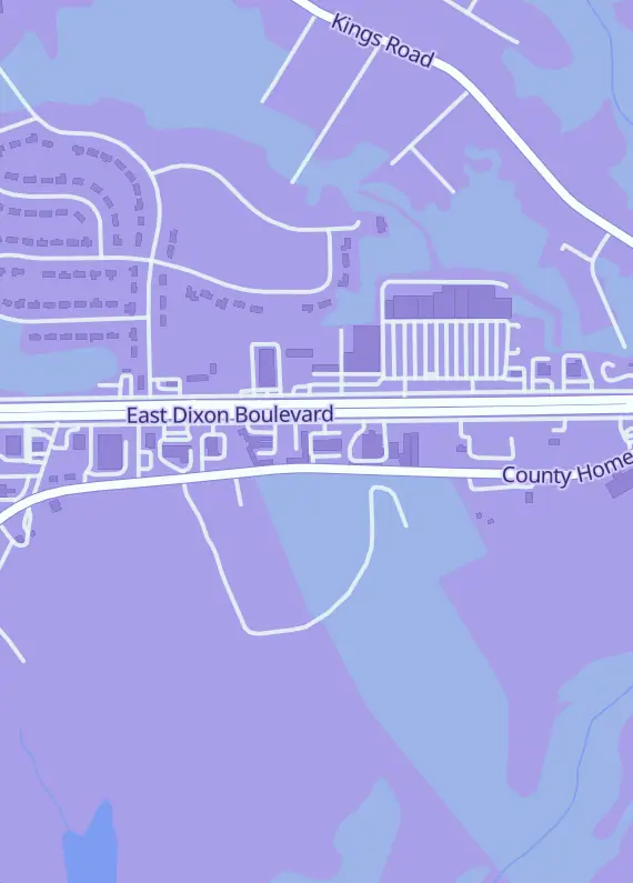 Street map around Checkpoint Games, 1606 E Dixon Blvd Ste E, Shelby, NC