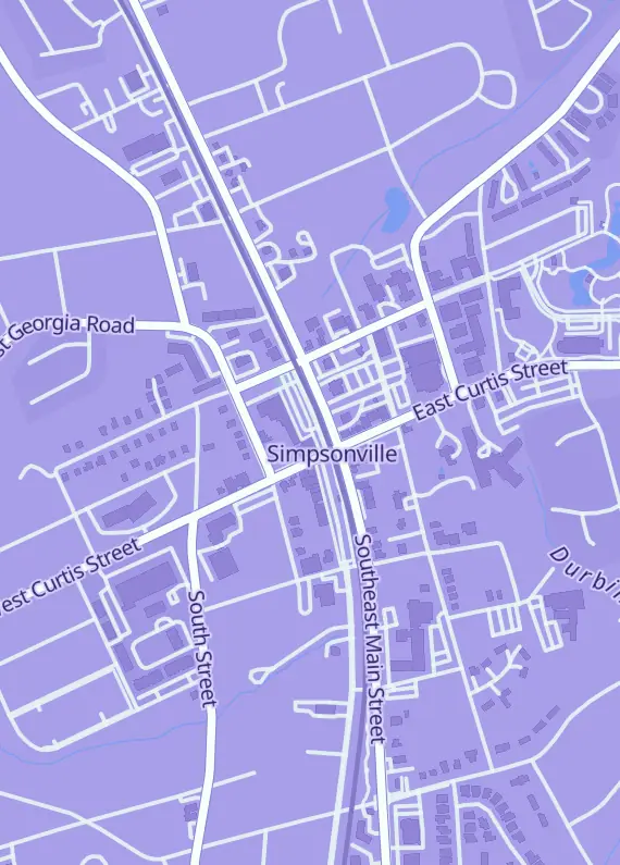 Street map around Coastal Sports Cards, 109A N Main St, Simpsonville, SC