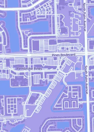 Street map around Cognizant Cards and Collectibles, Pembroke Pines