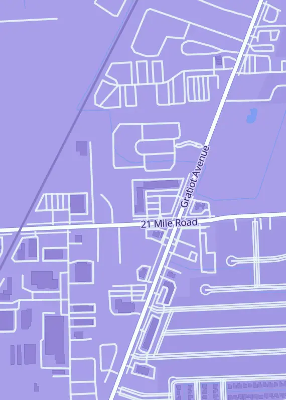 Street map around Collector's Arena, 47043 Gratiot Ave, Chesterfield Township, MI