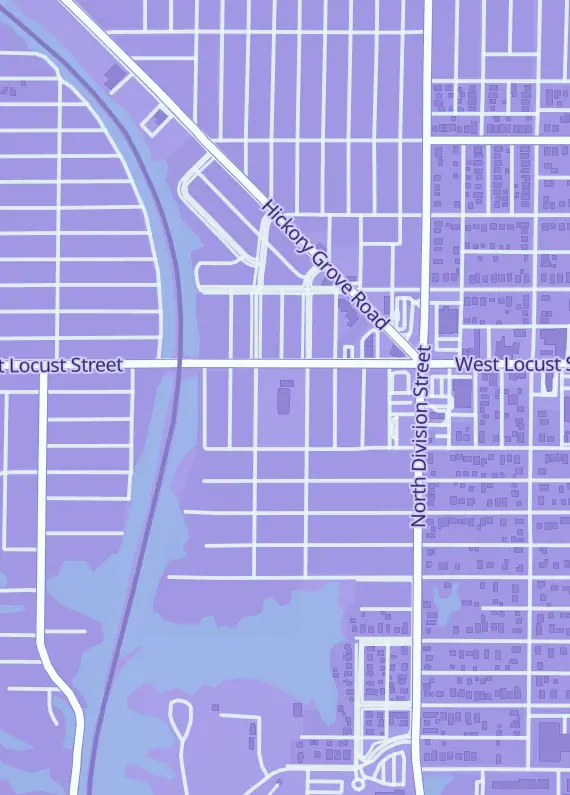 Street map around Collector's Campus, 1730 Wilkes Ave Ste 21, Davenport, IA