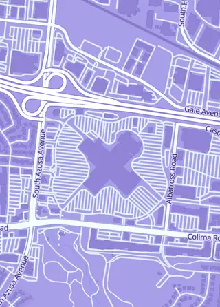 Street map around Collector's Outlet, City of Industry